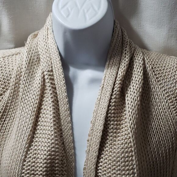 Twenty One.  EUC. Ecru Open Front Waterfall Knit Cardigan.  Size S. - Picture 2 of 12